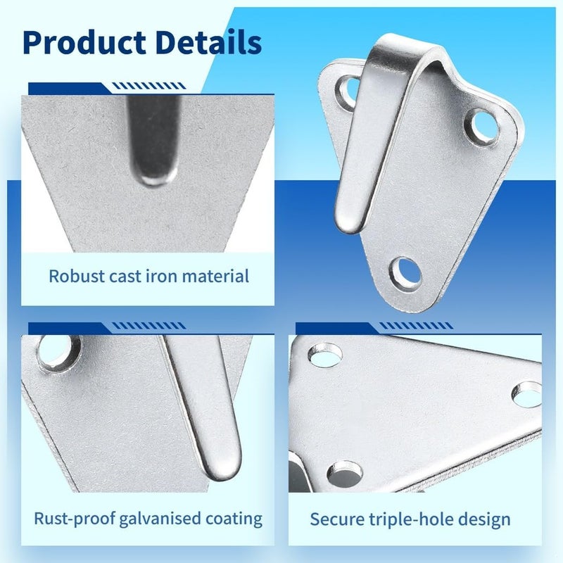 20Pcs Three-Hole Galvanized Tarpaulin Hooks, Rust-Resistant Guy Hooks for Trailer Nets, 50×40Mm Lashing Eyes - Image 3