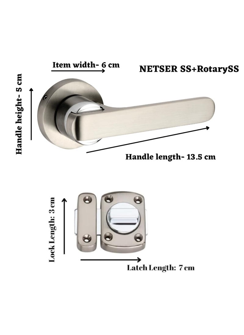SARDAR Sardar Nester SS Finish Door Lock for Main DoorMortise Door Lock Set3 Brass KeysBedroom Door LockHandle Lock for HomeOfficeHotel with Rotary Latch  - Image 2