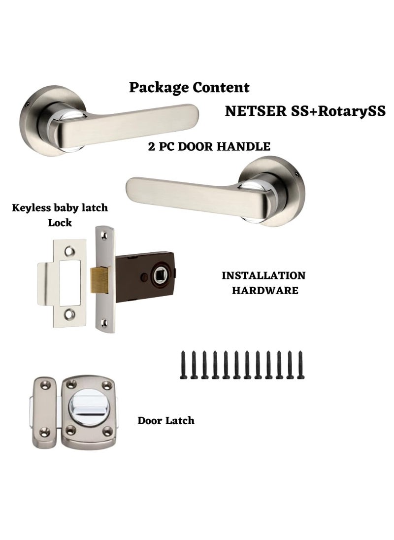 SARDAR Sardar Nester SS Finish Door Lock for Main DoorMortise Door Lock Set3 Brass KeysBedroom Door LockHandle Lock for HomeOfficeHotel with Rotary Latch  - Image 3