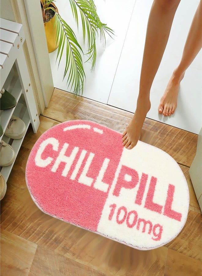 LEVINIS Pink Chill Pill Bath Mat Cute Funny Bathroom Décor Non Slip Washable Bathroom Rugs for Shower, Tub, Bedroom 27.5"×15.5" - Image 3