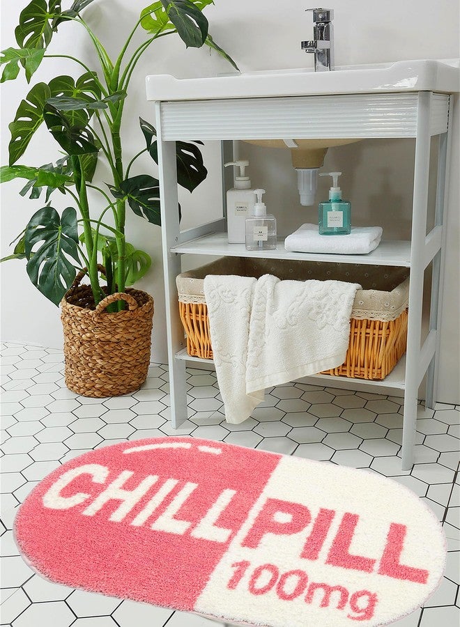 LEVINIS Pink Chill Pill Bath Mat Cute Funny Bathroom Décor Non Slip Washable Bathroom Rugs for Shower, Tub, Bedroom 27.5"×15.5" - Image 4