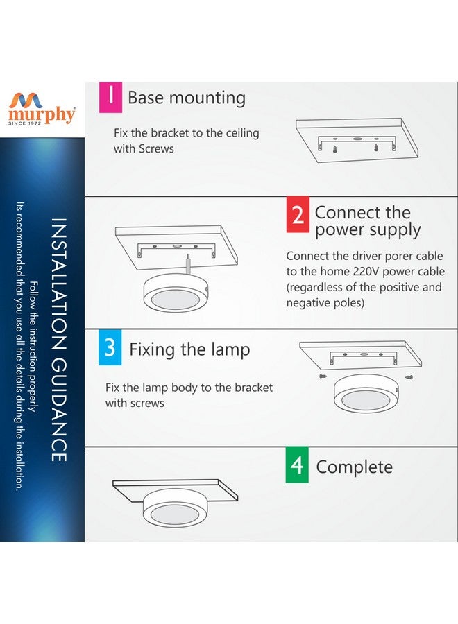 Murphy 10W Vega LED Panel Light Round Surface - (Cool White, Pack of 20,Plastic) No False Ceiling Required - Image 5
