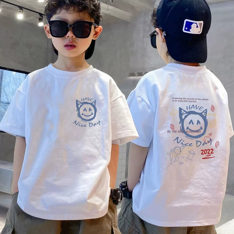100% Cotton Children's Wear Boys Short-sleeved T-shirt Summer New Korean Style Loose Half-sleeved Trendy Top - Image 2