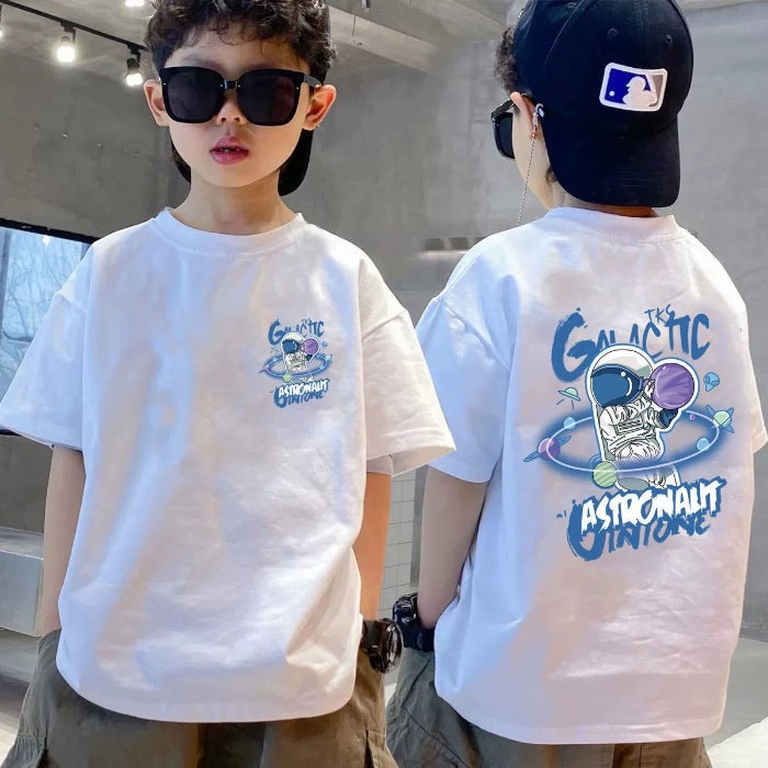 100% Cotton Children's Wear Boys Short-sleeved T-shirt Summer New Korean Style Loose Half-sleeved Trendy Top - Image 1