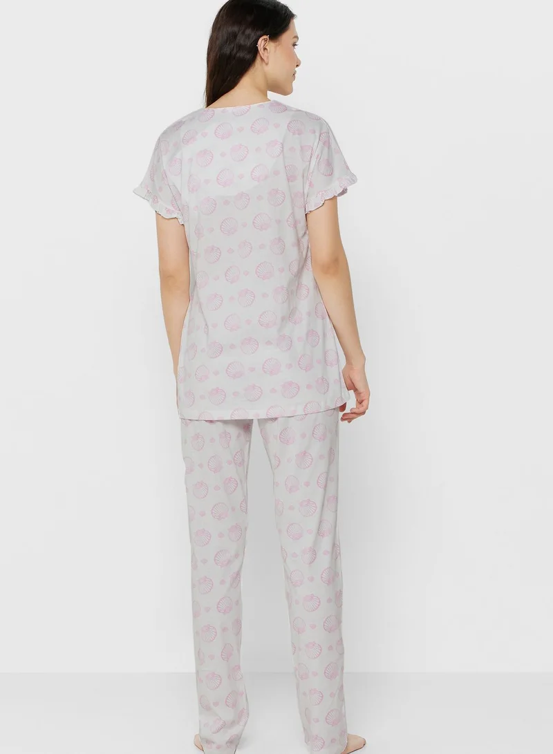 U.S. Polo Assn. Button Detail Top & Pyjama Set