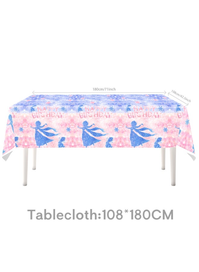 Snow and ice Party Decorations for 10 Guests, 92pcs  Disposable Party Tableware Set Theme Plates Napkins Tablecover  Happy Birthday Banner etc  Birthday Party Supplies  - Image 4