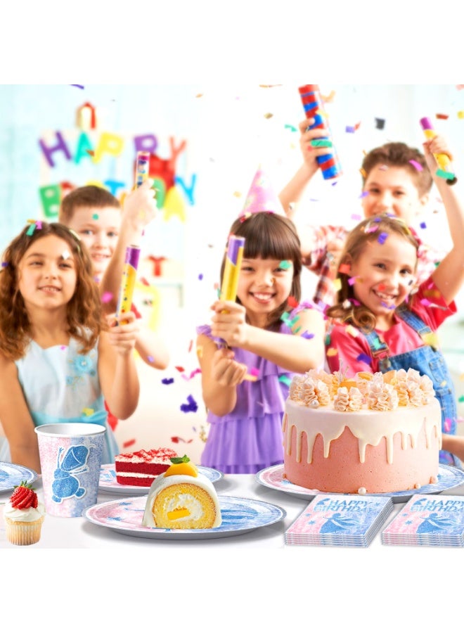 Snow and ice Party Decorations for 10 Guests, 92pcs  Disposable Party Tableware Set Theme Plates Napkins Tablecover  Happy Birthday Banner etc  Birthday Party Supplies  - Image 3