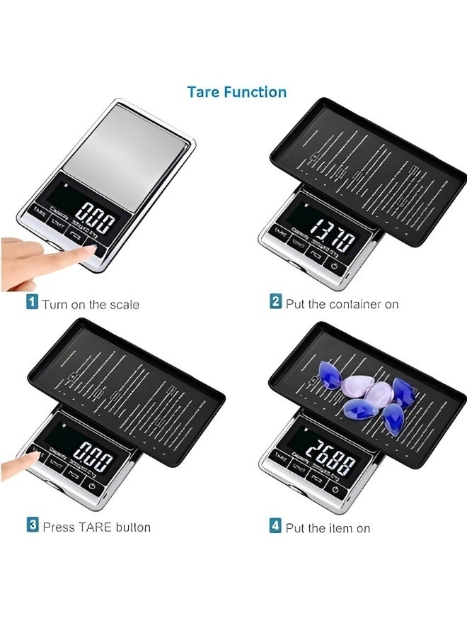 Digital Precision Gram Scale 0.001oz/0.01g 500g Mini Pocket Scale Portable Electronic Weight Jewelry Scales Tare Auto Off Stainless Steel - Image 2