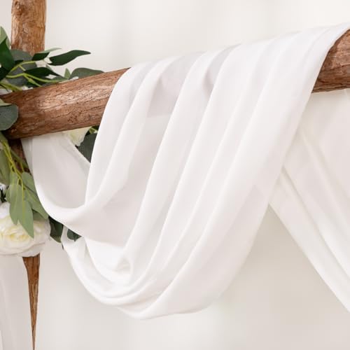 LINXTAR Ivory Wedding Arch Draping Fabric 2 Panels 30'' x 18FT Sheer Chiffon Arch Drapery for Photo Booth Bridal Shower Baby Shower Church Decor Newborn Photography Christening Outdoor Party - Image 2