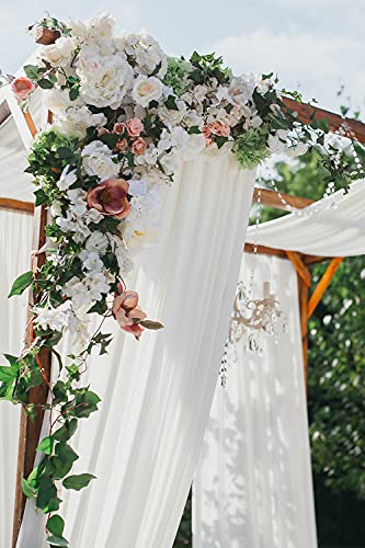 LINXTAR Ivory Wedding Arch Draping Fabric 2 Panels 30'' x 18FT Sheer Chiffon Arch Drapery for Photo Booth Bridal Shower Baby Shower Church Decor Newborn Photography Christening Outdoor Party - Image 5