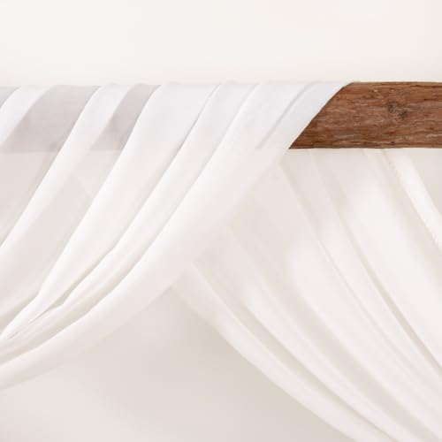LINXTAR Ivory Wedding Arch Draping Fabric 2 Panels 30'' x 18FT Sheer Chiffon Arch Drapery for Photo Booth Bridal Shower Baby Shower Church Decor Newborn Photography Christening Outdoor Party - Image 3