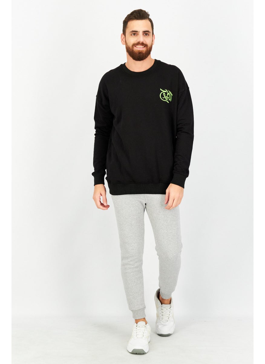 KA-1 Men Sportswear Fit Long Sleeve Graphic Print Sweatshirts, Black Combo  - Image 3