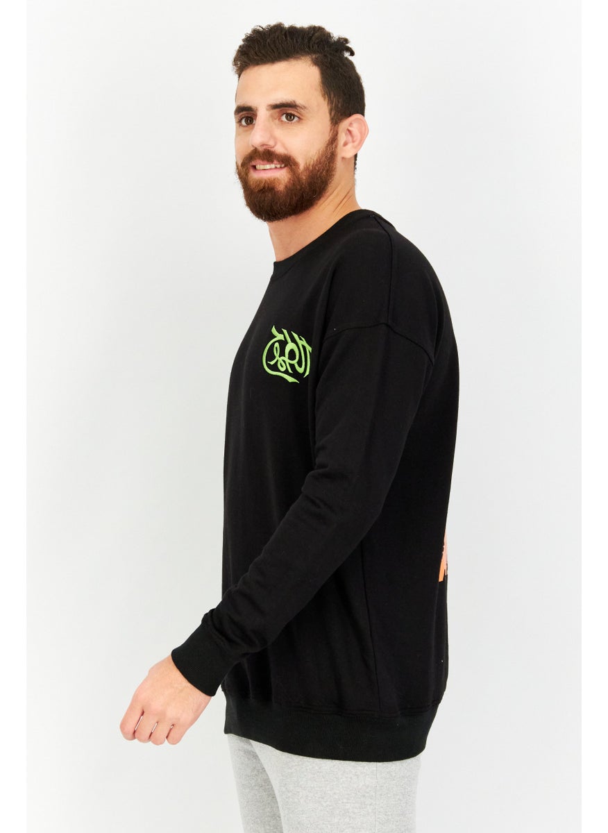 KA-1 Men Sportswear Fit Long Sleeve Graphic Print Sweatshirts, Black Combo  - Image 2