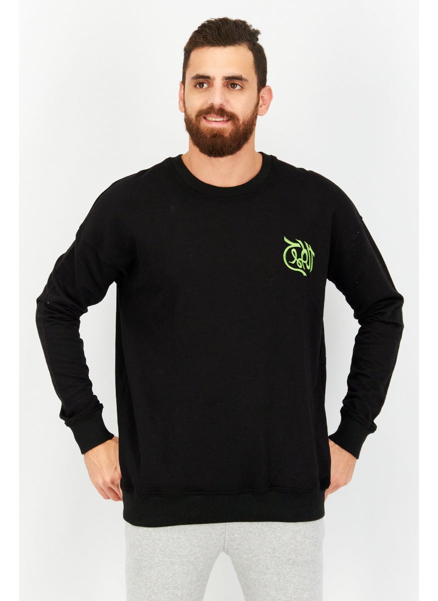 KA-1 Men Sportswear Fit Long Sleeve Graphic Print Sweatshirts, Black Combo  - Image 1
