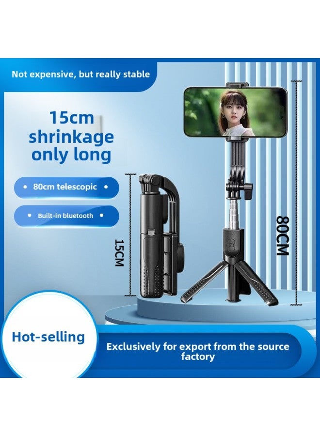 Mini Selfie Stick Tripod Travel Portable Photo Artifact Handheld Mobile Phone Live Broadcast Stand Vlog Bluetooth Shooting-Color:Red  - Image 1