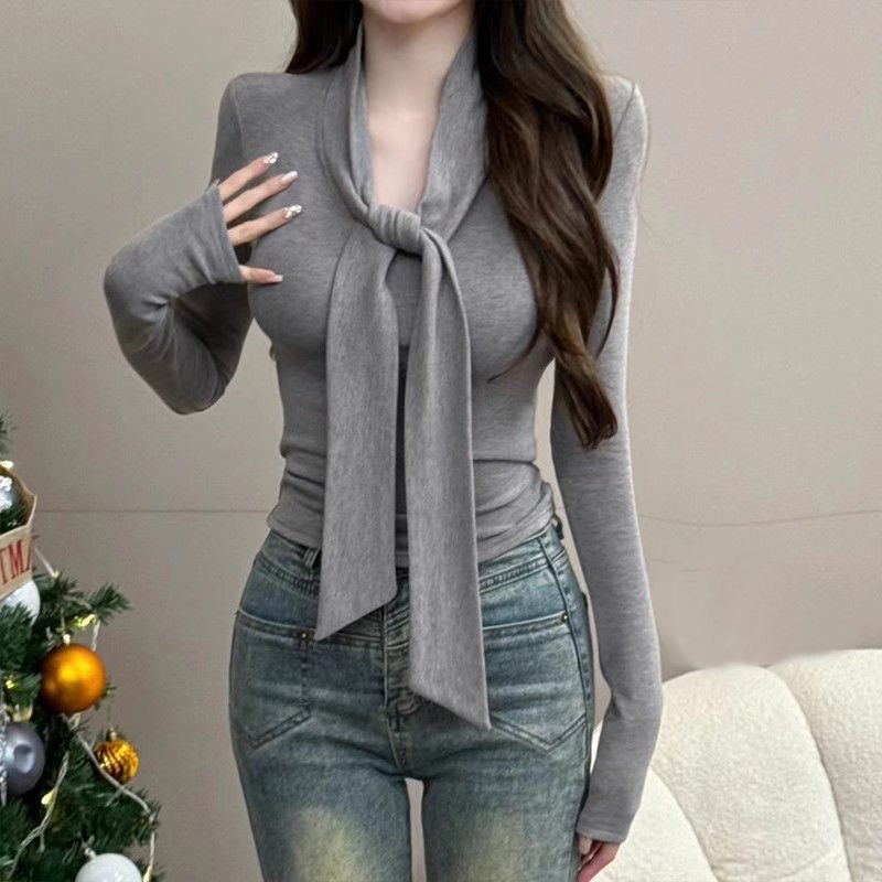 2024 Early Autumn Inner Base Shirt Pure Wind Sanding Fleece-Lined Base Shirt Women'S Spring New Slim-Fit Slimming Inner Top - Image 3