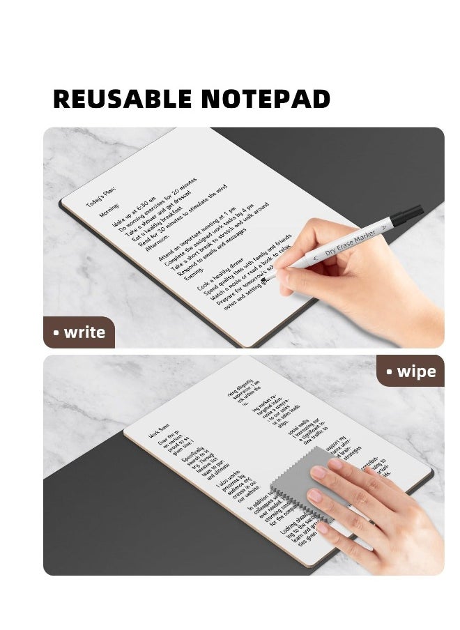 Generic - Small Dry Erase Board, Portable Reusable Desktop Notepad with Stand for Desk, Students Drawing, to Do List, Memo White Board for Office, Home, and School, Black - Image 1
