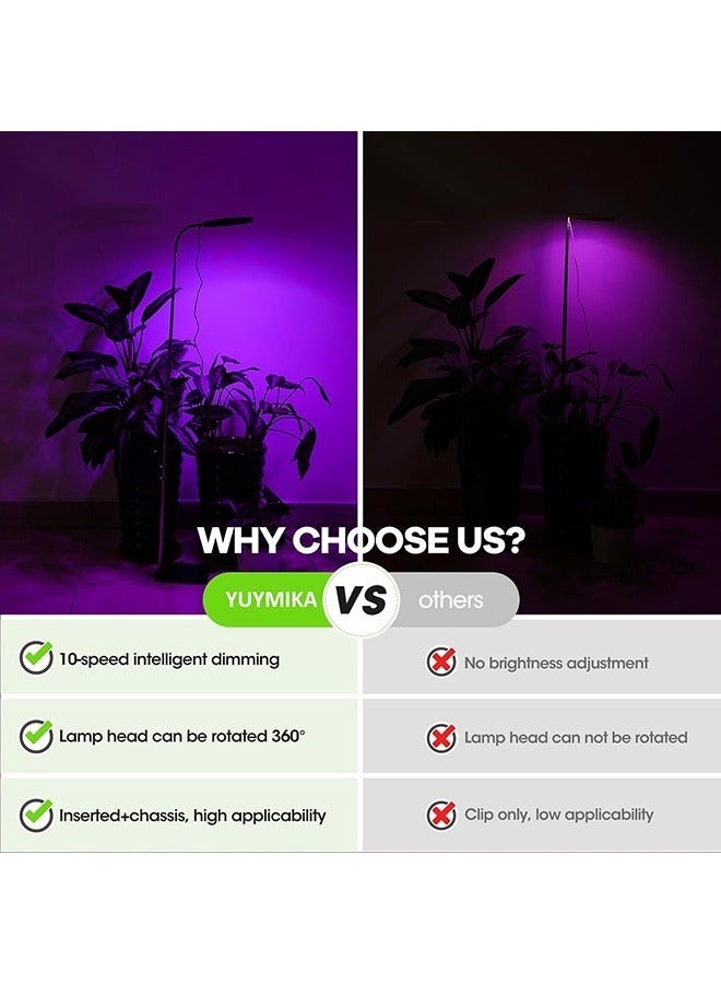 والالا تنمو ضوء للنباتات الداخلية الطيف الكامل عكس الضوء أدى أضواء تنمو هالة مع حامل 18.1-59 بوصة ارتفاع قابل للتعديل 10 مستوى الجدول نمو الطابق مصباح - Image 4