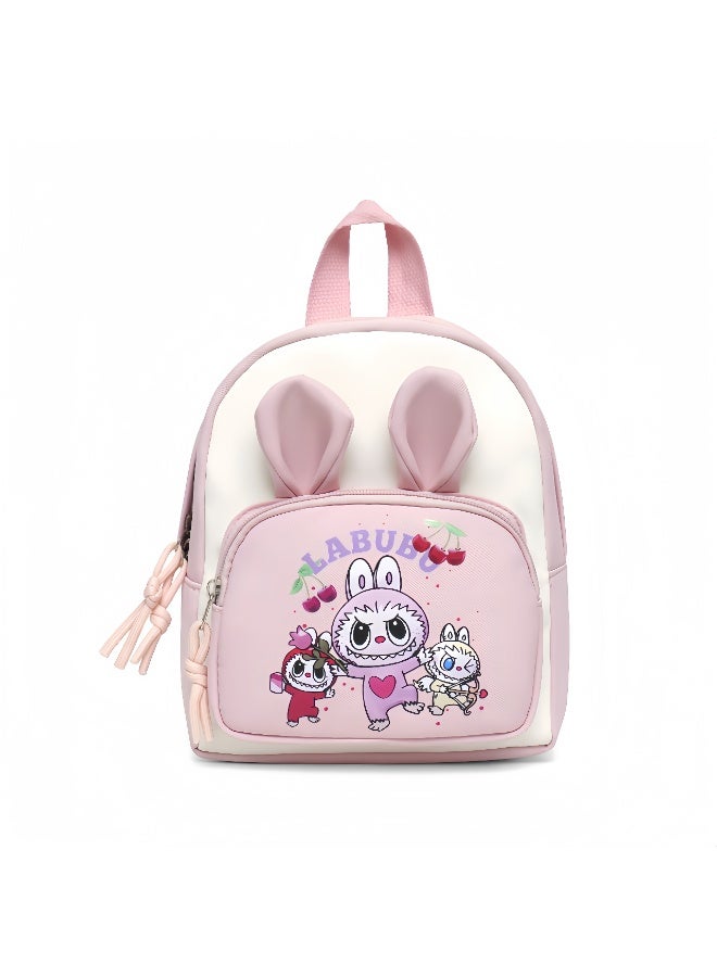 لابوبو حقيبة لابوبو الخارجية للوجبات الخفيفة لطلاب المدارس الابتدائية، حقيبة ظهر لحماية العمود الفقري، حقيبة مدرسية صغيرة لطيفة ومنعشة 29*19*10 سم - Image 1