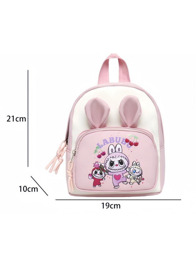 لابوبو حقيبة لابوبو الخارجية للوجبات الخفيفة لطلاب المدارس الابتدائية، حقيبة ظهر لحماية العمود الفقري، حقيبة مدرسية صغيرة لطيفة ومنعشة 29*19*10 سم - Image 2
