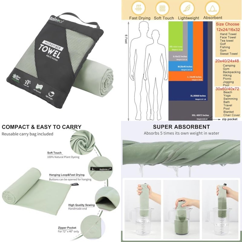 Microfiber Towel Perfect Travel and Gym and Camping Towel. Quick Dry - Super Absorbent - Ultra Compact - Lightweight. Suitable for Trip, Beach, Shower, Backpacking, Pool - Image 1