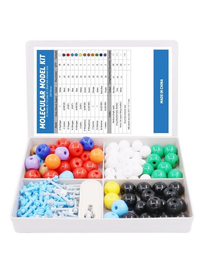 Swpeet 200 Pcs Molecular Model Kit For Organic And Inorganic Chemistry Chemistry Molecular Model Student And Teacher Set 83 Atoms & 116 Links & 1 Short Link Remover Tool  - Image 2