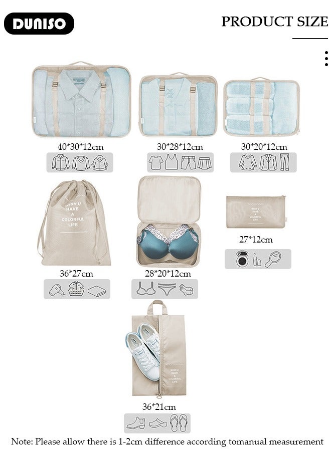DUNISO 7 Piece Travel Organizer Bags for Luggage, Waterproof and Durable Travel Bags, Packing Cubes for Travel, Compression Cubes for Suitcases, Travel Bags for Clothes, Toiletries, Clothing, Underwear  - Image 4
