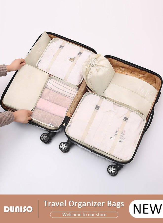 DUNISO 7 Piece Travel Organizer Bags for Luggage, Waterproof and Durable Travel Bags, Packing Cubes for Travel, Compression Cubes for Suitcases, Travel Bags for Clothes, Toiletries, Clothing, Underwear  - Image 1