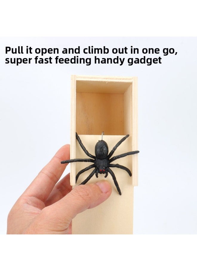 null - Shake The Sound Of The Same Paragraph Trick Props Startled Trick Trick Bug Box Scary Horror Small Wooden Box Spider Box-Color:Spider Scaring Wooden Box [3 Pieces] - Image 1
