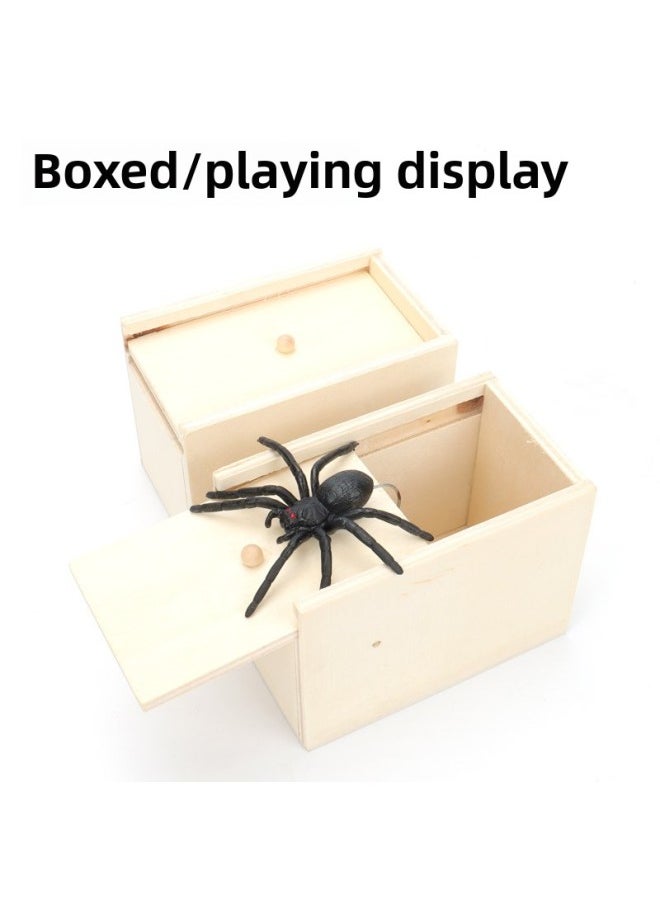 null - Shake The Sound Of The Same Paragraph Trick Props Startled Trick Trick Bug Box Scary Horror Small Wooden Box Spider Box-Color:Spider Scaring Wooden Box [3 Pieces] - Image 1