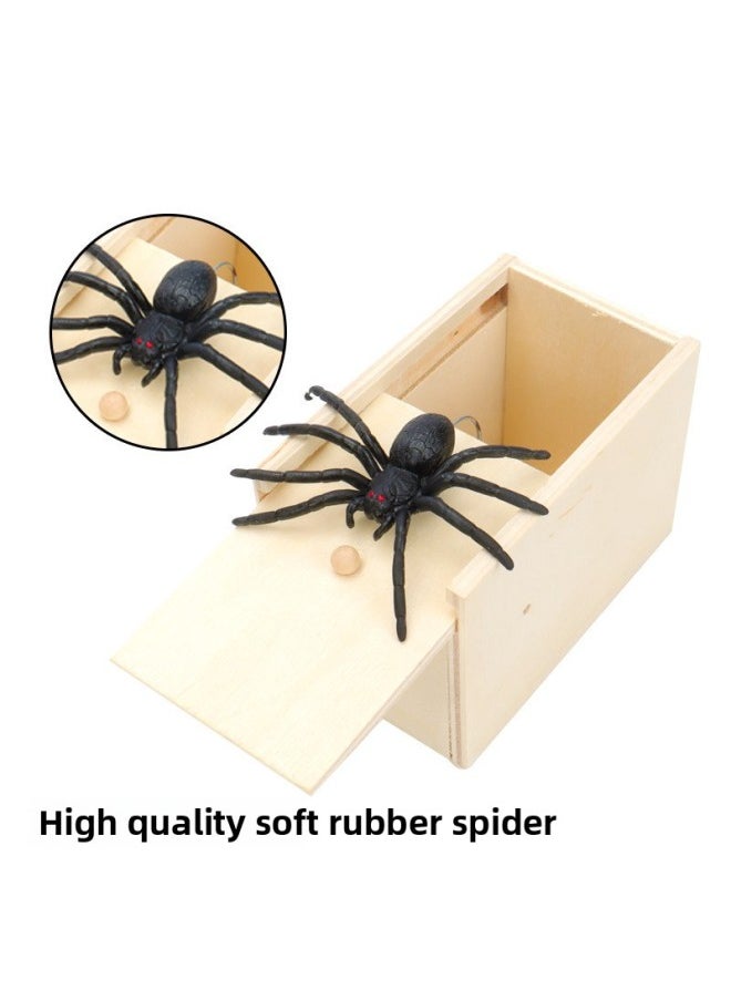 null - Shake The Sound Of The Same Paragraph Trick Props Startled Trick Trick Bug Box Scary Horror Small Wooden Box Spider Box-Color:Spider Scaring Wooden Box [3 Pieces] - Image 1
