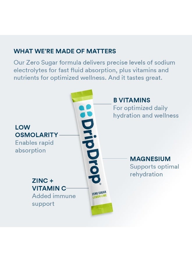 DripDrop Zero Sugar Electrolyte Powder Packets - Lemon Lime - Image 4