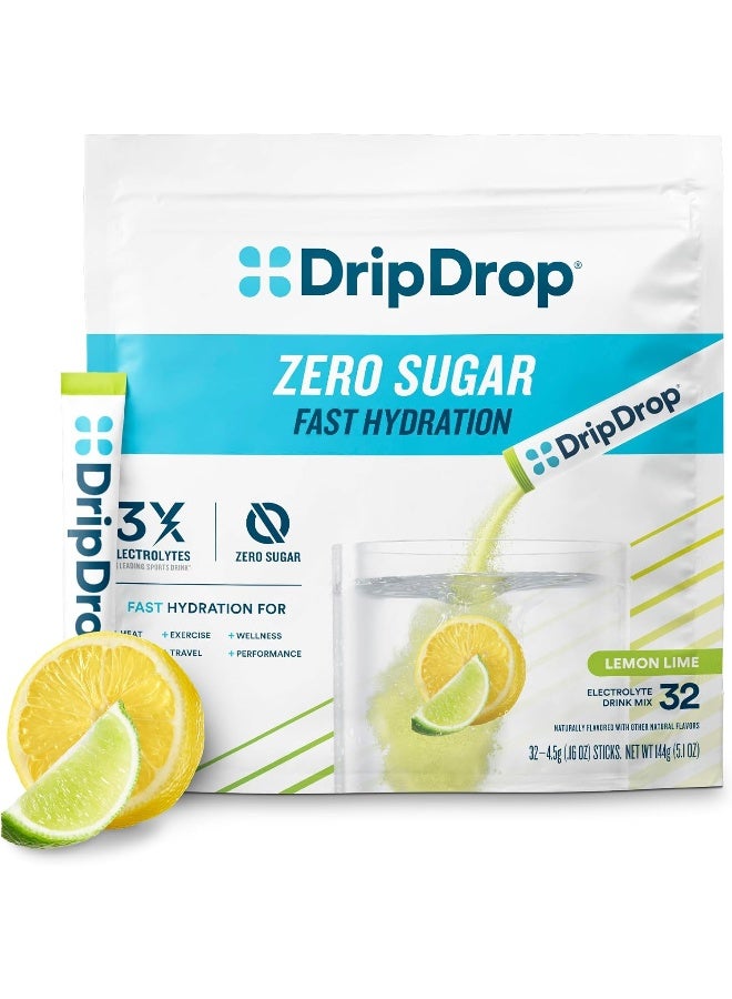 DripDrop Zero Sugar Electrolyte Powder Packets - Lemon Lime - Image 1