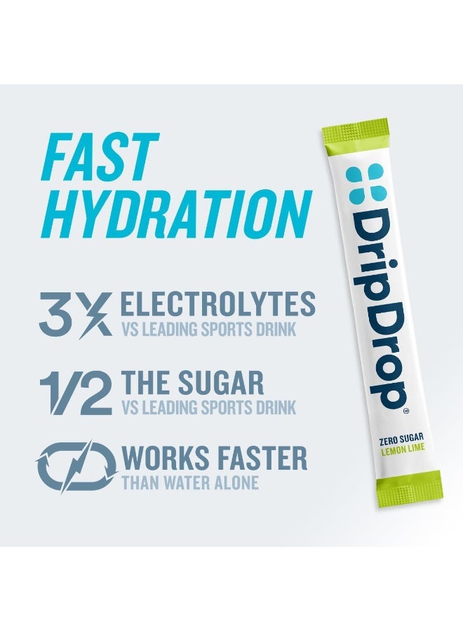 DripDrop Zero Sugar Electrolyte Powder Packets - Lemon Lime - Image 2