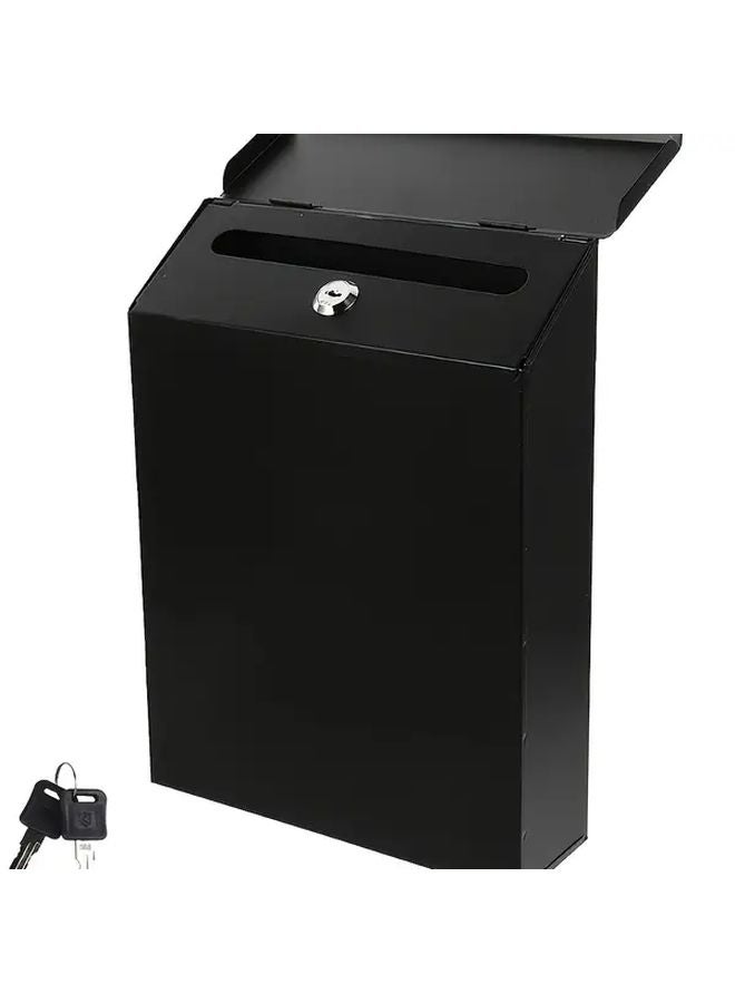 Heavy Duty Metal Secure Locking Mailbox With Lock Matte Black Vertical Top Mount - Image 1