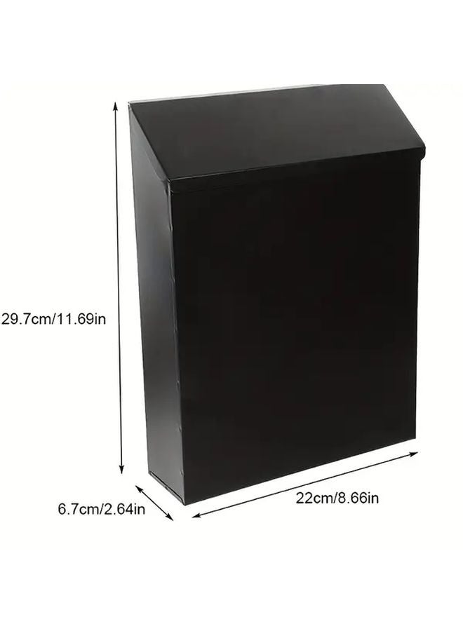 Heavy Duty Metal Secure Locking Mailbox With Lock Matte Black Vertical Top Mount - Image 4