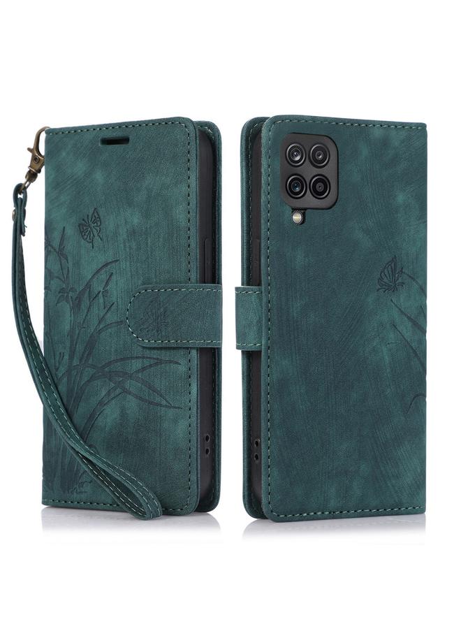 إيروريكس جراب لهاتف Samsung Galaxy A12 / M12 جراب هاتف جلدي منقوش عليه فراشة الأوركيد - Image 1