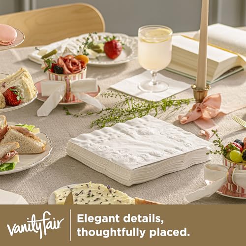 Vanity Fair Entertain Beverage Paper Napkins, White, 2-Ply, 40 Count, 4.9" x 4.9", Disposable Napkins for Entertaining - Image 4