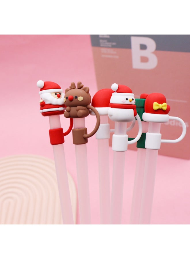 Straw Cap Soft Glue 8-10mm Straw Sleeve Cute Cartoon Party Straw Decorative Cap Dust Cover Cross Border-Color:Small Gloves 10mm-Specifications:Bag Contains Straw  - Image 5