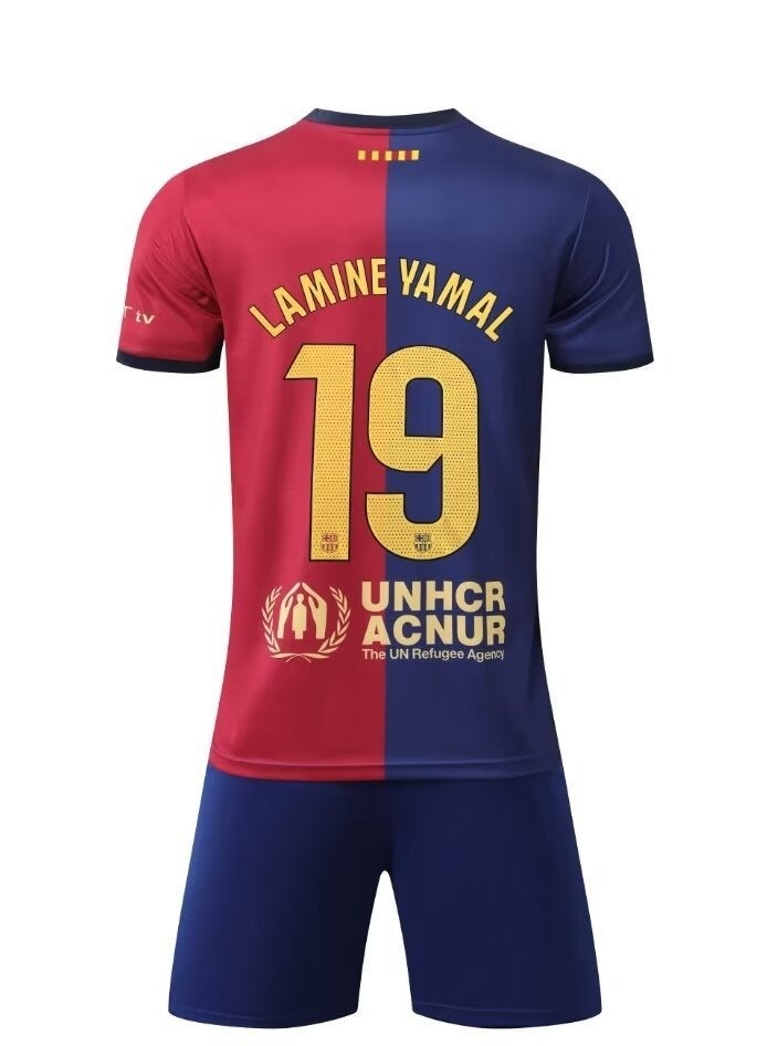 RedMapleTEK 2-Piece Soccer Uniform For Children, Can Be Worn In Spring, Summer, Autumn And Winter In The New Season, Red And Blue Combination, Soccer Jersey Sweatshirt Set, #19 Fan Jersey, Shorts Set, Children's And Youth Sizes, Soccer Jersey Gift Set  - Image 2