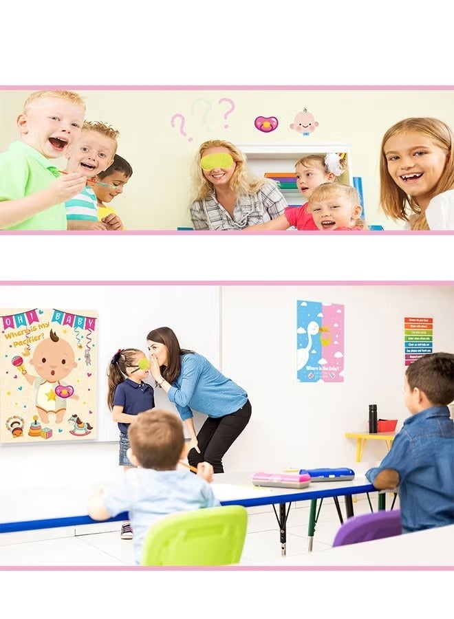 Pin The Pacifier on The Baby Poster, Party Games for Adult, Gender Reveal Decorations Cute Baby Shower Party Decorations - Image 4