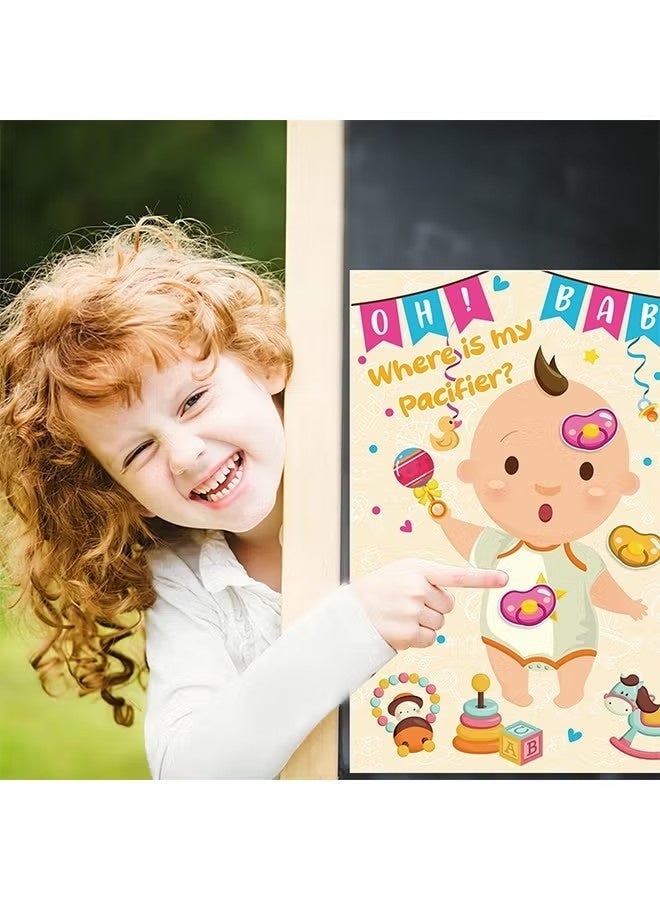 Pin The Pacifier on The Baby Poster, Party Games for Adult, Gender Reveal Decorations Cute Baby Shower Party Decorations - Image 2