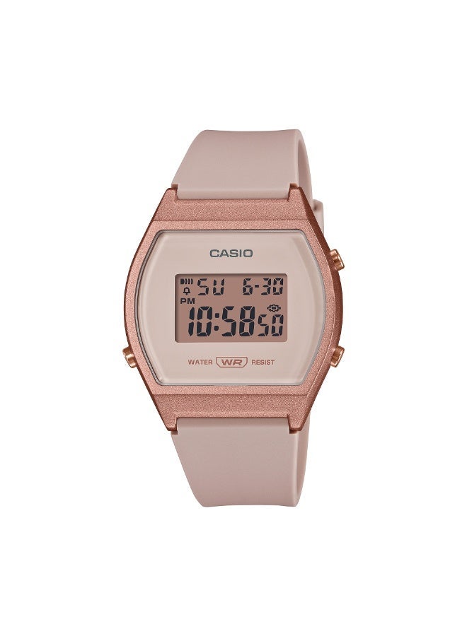 كاسيو ساعة كاسيو LW-204-4A الرقمية للنساء – حزام ريزين وردي مع إضاءة LED وعداد وقت - Image 1
