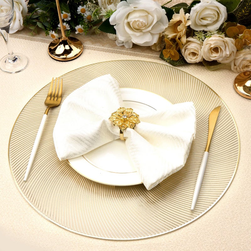 AdasBridal Gold Round Placemats Set of 6, 15 Inch Vinyl Place Mats Waterproof Heat Resistant Non Slip Washable Table Mats for Dinner Party Table Decoration - Image 3
