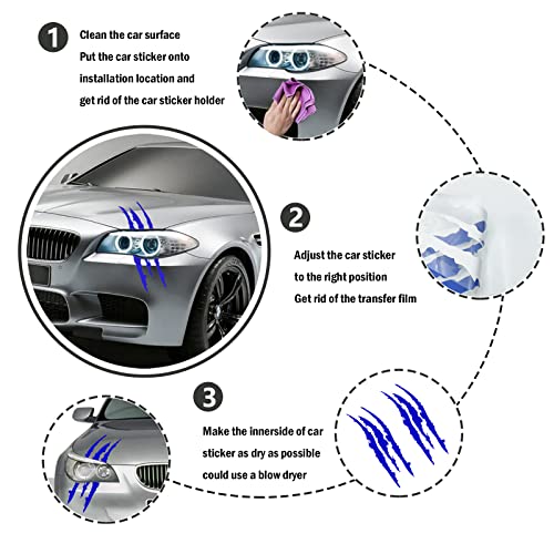 TEMI 2PCS Claw Mark Decals for Cars,Headlight Car Sticker,Stripes Scratch Decal Vinyl for Sports Cars SUV Pickup Truck Window Motorcycles ect (blue) - Image 3