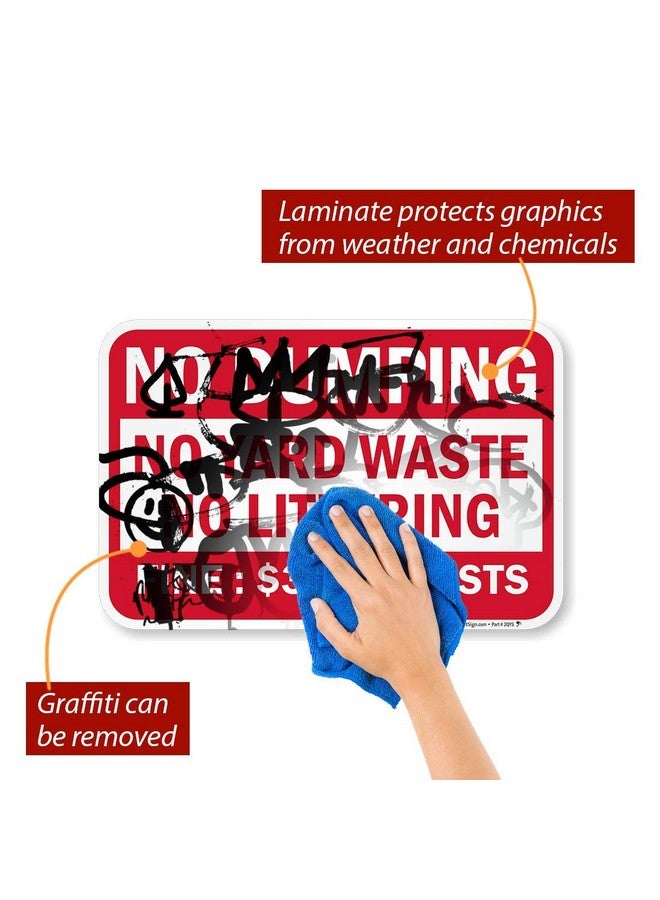 SmartSign SmartSign "No Dumping, Yard Waste, Littering - Fine: $300 + Costs" Sign | 12" x 18" Aluminum  - Image 2