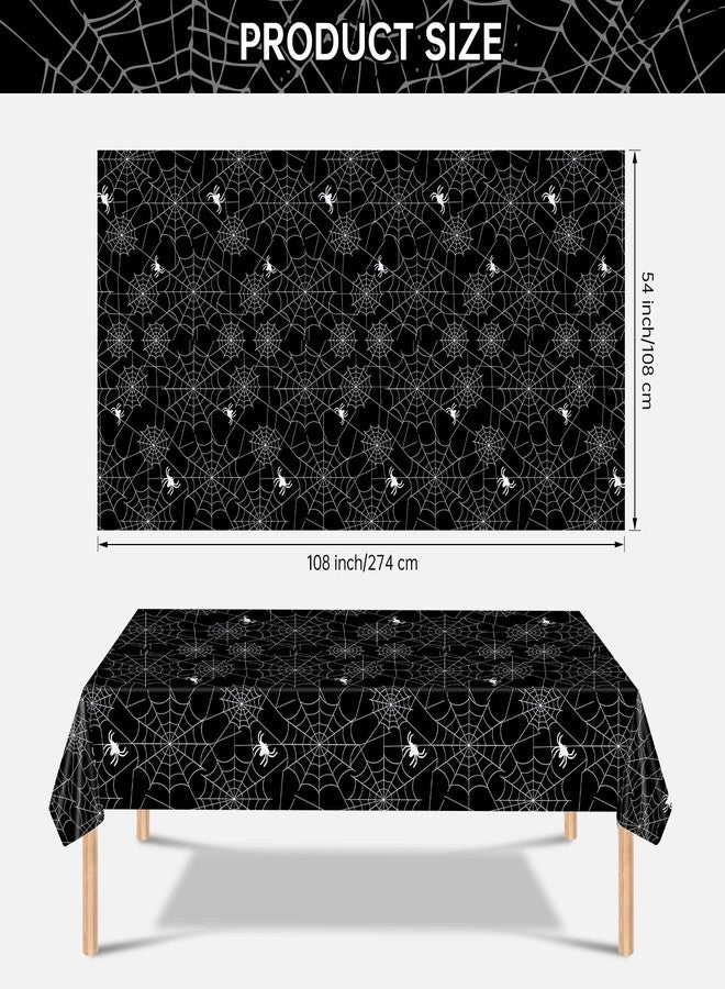 Litmitfu 2 Pcs Halloween Tablecloth - Plastic Halloween Spider Webs Table Cloth, Black Disposable Rectangle Spiderweb Table Cover for Halloween Party Decorations Supplies Favors Table Decor, 108 x 54 Inch - Image 3