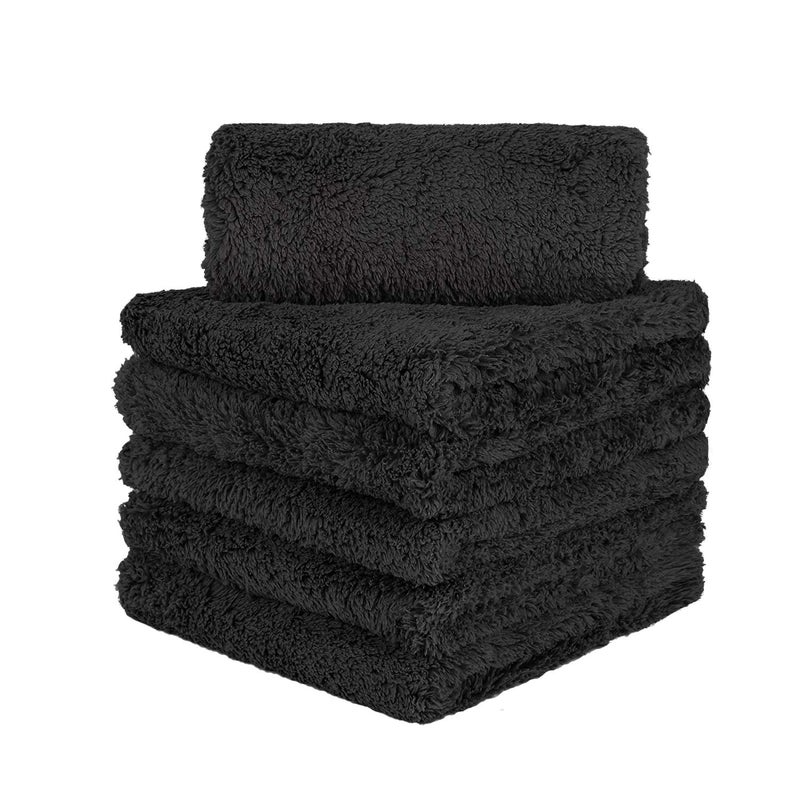 CARCAREZ Premium Microfiber Towels Car Drying Wash Detailing Buffing Waxing Polishing Towel with Plush Edgeless Microfiber Cloth Black