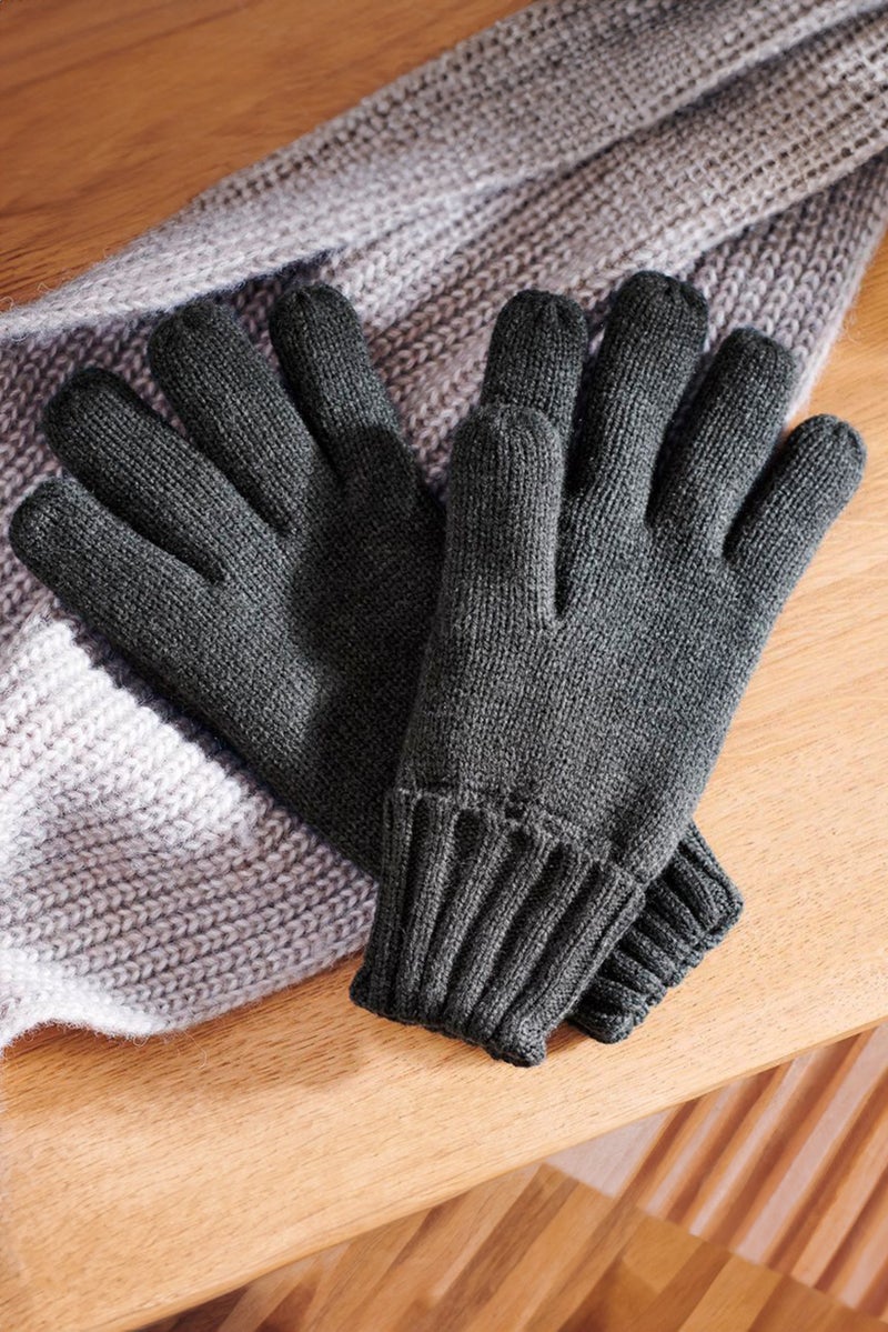Tchibo Men 1 Pair Knitted Gloves, Charcoal - Image 1