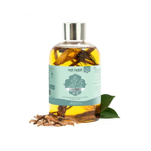 Nat Habit Summer Maahu Baby Massage Oil - Balamool Nimbuka For Bone Development, Muscular Strength & Healthy Skin - Suitable For Ages 0 to 12 years - Zero Chemicals & Preservatives - 200ml - Image 1